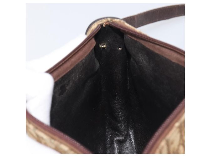Borsa a tracolla Christian Dior Trotter Canvas Beige Gold Auth 199140 D'oro - vista 20