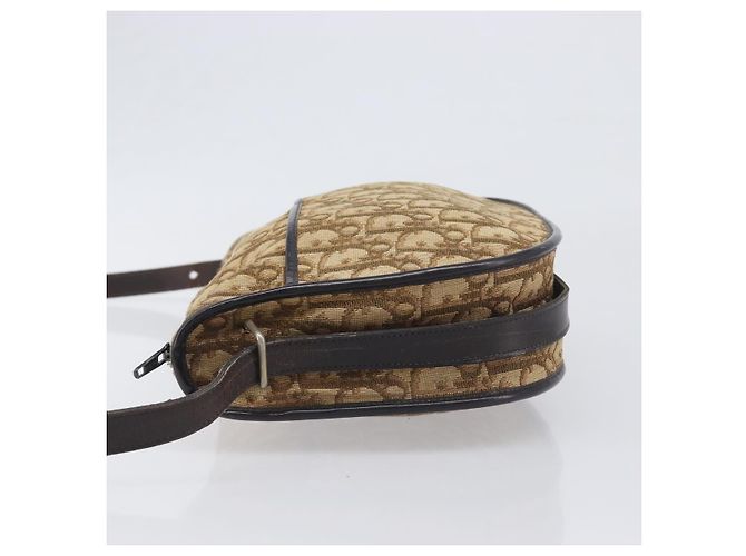 Borsa a tracolla Christian Dior Trotter Canvas Beige Gold Auth 199140 D'oro - vista 4