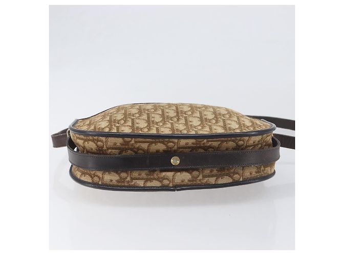 Borsa a tracolla Christian Dior Trotter Canvas Beige Gold Auth 199140 D'oro - vista 5