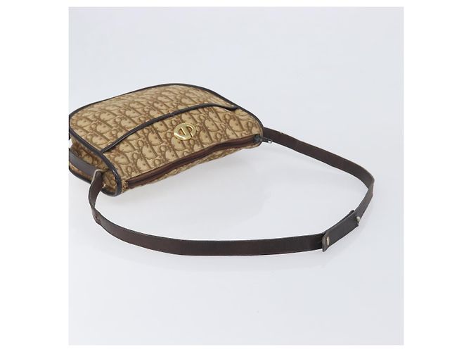 Borsa a tracolla Christian Dior Trotter Canvas Beige Gold Auth 199140 D'oro - vista 7