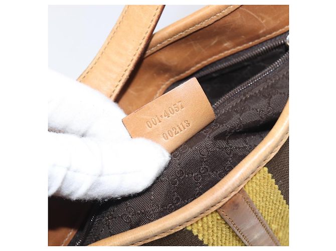 Borsa a mano GUCCI Jackie Sherry Line in pelle marrone e oro 001 4057 Auth 199158A D'oro - vista 12