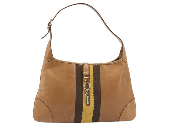 Borsa a mano GUCCI Jackie Sherry Line in pelle marrone e oro 001 4057 Auth 199158A D'oro - vista 13