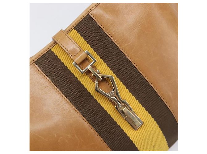 Borsa a mano GUCCI Jackie Sherry Line in pelle marrone e oro 001 4057 Auth 199158A D'oro - vista 17