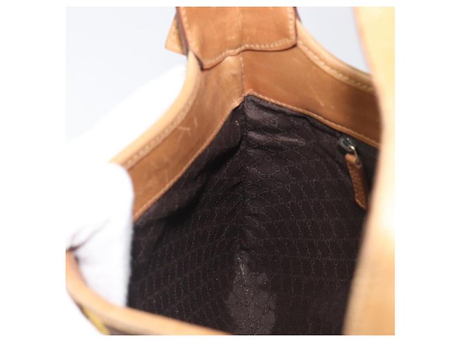 Borsa a mano GUCCI Jackie Sherry Line in pelle marrone e oro 001 4057 Auth 199158A D'oro - vista 20