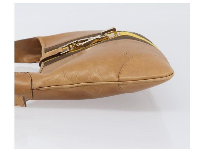 Borsa a mano GUCCI Jackie Sherry Line in pelle marrone e oro 001 4057 Auth 199158A D'oro - vista 4