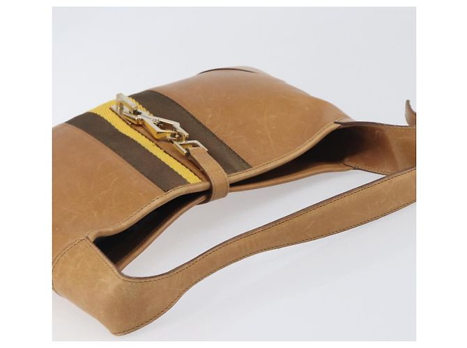 Borsa a mano GUCCI Jackie Sherry Line in pelle marrone e oro 001 4057 Auth 199158A D'oro - vista 6
