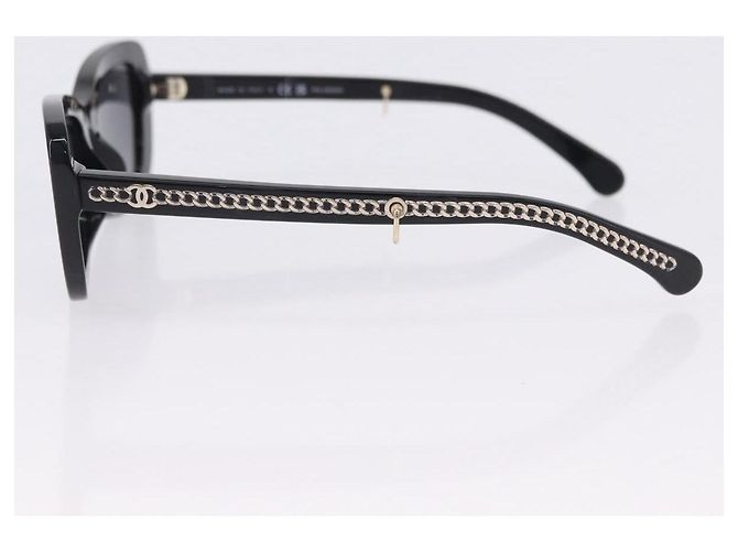 CHANEL COCO Mark Chain rechteckige Sonnenbrille aus Kunststoff CC Auth SW2687SAM Schwarz - Ansicht 10