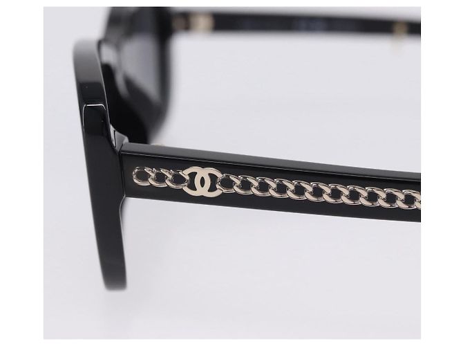 CHANEL COCO Mark Chain rechteckige Sonnenbrille aus Kunststoff CC Auth SW2687SAM Schwarz - Ansicht 14