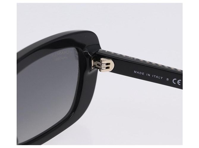 CHANEL COCO Mark Chain rechteckige Sonnenbrille aus Kunststoff CC Auth SW2687SAM Schwarz - Ansicht 17