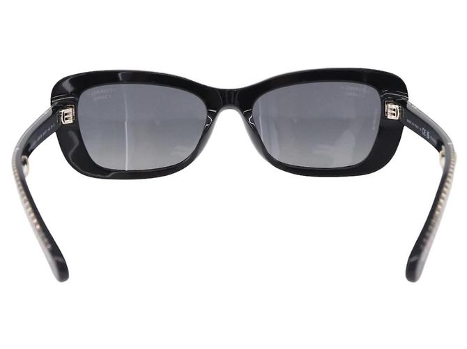 CHANEL COCO Mark Chain rechteckige Sonnenbrille aus Kunststoff CC Auth SW2687SAM Schwarz - Ansicht 2