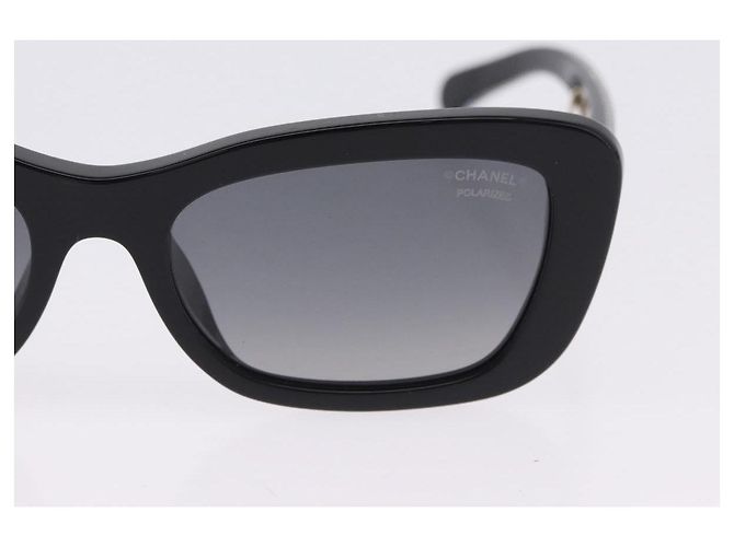 CHANEL COCO Mark Chain rechteckige Sonnenbrille aus Kunststoff CC Auth SW2687SAM Schwarz - Ansicht 4