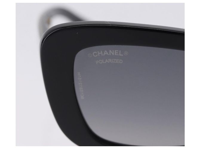 CHANEL COCO Mark Chain rechteckige Sonnenbrille aus Kunststoff CC Auth SW2687SAM Schwarz - Ansicht 5