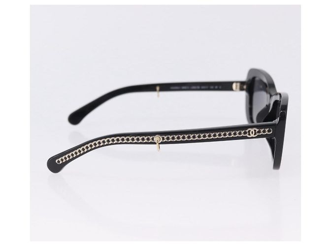 CHANEL COCO Mark Chain rechteckige Sonnenbrille aus Kunststoff CC Auth SW2687SAM Schwarz - Ansicht 6