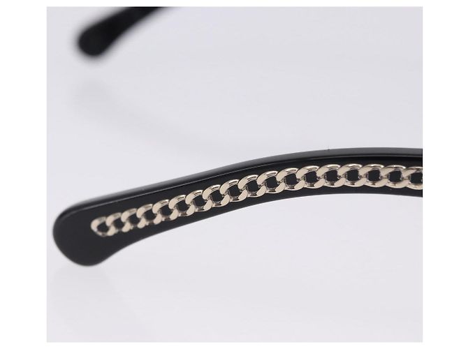 CHANEL COCO Mark Chain rechteckige Sonnenbrille aus Kunststoff CC Auth SW2687SAM Schwarz - Ansicht 9