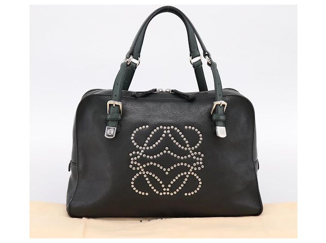 Borsa a mano LOEWE in pelle verde argento Auth yk20838V - vista 12
