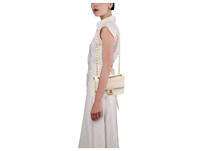 Borsa CHANEL Timeless/Classique in Pelle Bianca - 103860 Bianco - vista 13