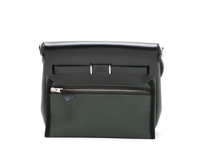 Hermès Herbag Mini Vache Hunter Leather Crossbody Green Verde - vista 2