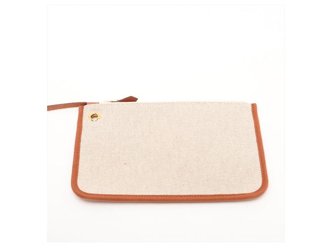 Hermès Herbag PM Twill Ash & Vache Hunter Leather & Canvas Zip Top-handle Handbag Beige - vista 14