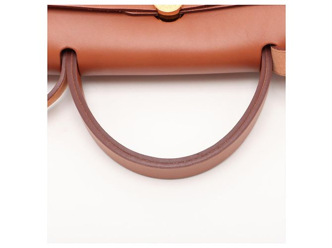 Hermès Herbag PM Twill Ash & Vache Hunter Leather & Canvas Zip Top-handle Handbag Beige - vista 5