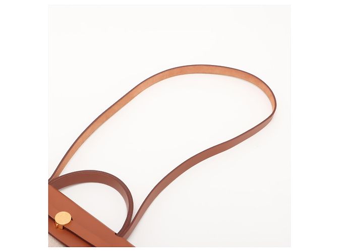 Hermès Herbag PM Twill Ash & Vache Hunter Leather & Canvas Zip Top-handle Handbag Beige - vista 7