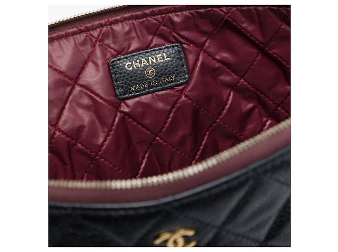 Clutch Chanel Large Quilted Caviar O Case Nera Nero - vista 5