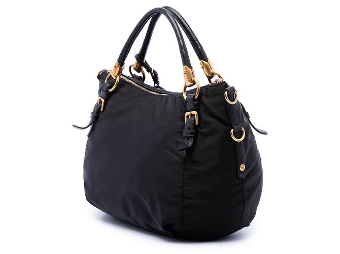 Borsa Prada Tessuto Canapa Logo Nera Nero - vista 2