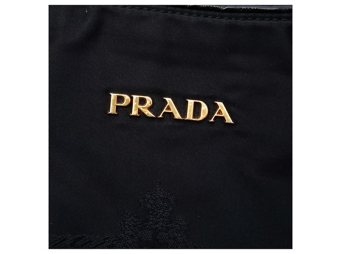 Borsa Prada Tessuto Canapa Logo Nera Nero - vista 5