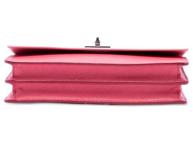 Borsa a tracolla Prada Bicolor Saffiano con chiusura Turn Lock, Rosa - vista 3