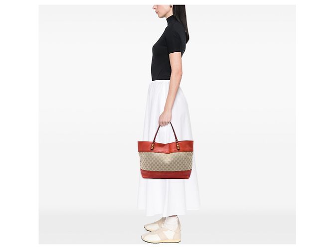 Tote Orange Gucci Large GG Canvas Laidback Crafty Arancione - vista 5