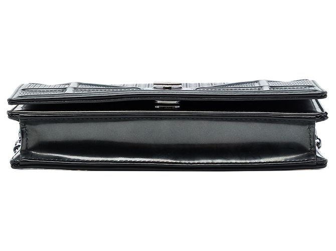 Borsa a tracolla Diorama Wallet on Chain in vernice metallizzata Microcannage nera Dior Nero - vista 3