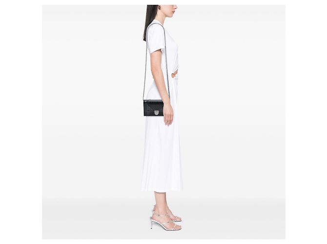 Borsa a tracolla Diorama Wallet on Chain in vernice metallizzata Microcannage nera Dior Nero - vista 6