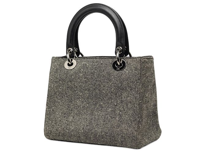 Borsa Lady Dior Medium in tweed grigio - vista 2