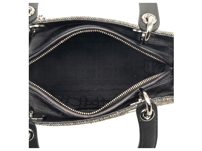 Borsa Lady Dior Medium in tweed grigio - vista 4