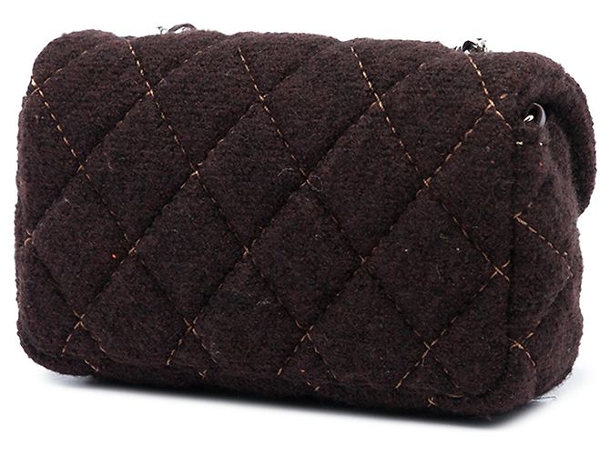Chanel Extra Mini gesteppte Wollentasche mit Single Flap in Braun - Ansicht 2