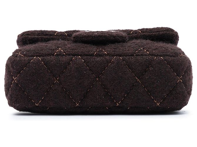 Chanel Extra Mini gesteppte Wollentasche mit Single Flap in Braun - Ansicht 3