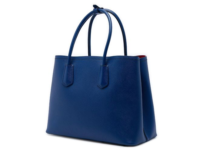 Borsa Prada Medium Saffiano Cuir con Doppio Manico Blu - vista 2