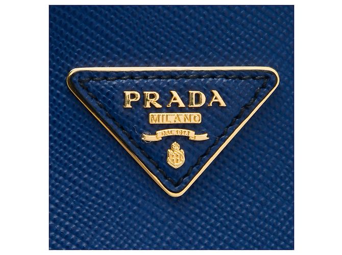 Borsa Prada Medium Saffiano Cuir con Doppio Manico Blu - vista 5