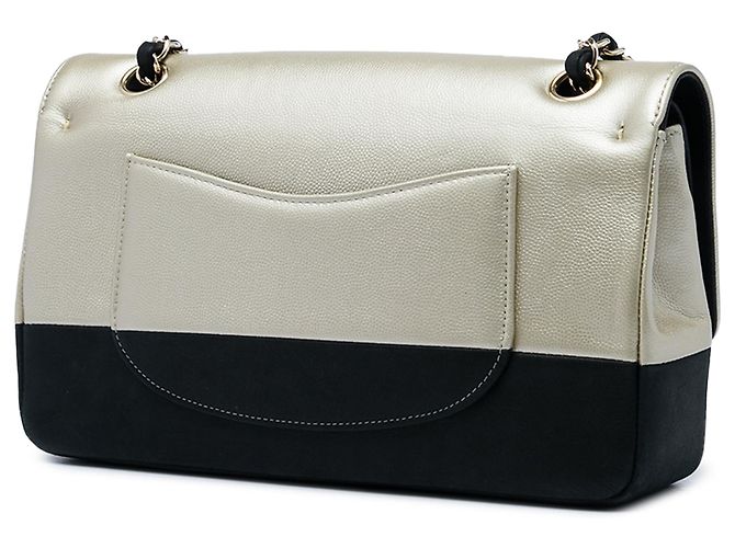 Borsa a tracolla Chanel Medium Classic Bicolor in pelle caviar nera e vitello iridescente, double flap Nero - vista 2