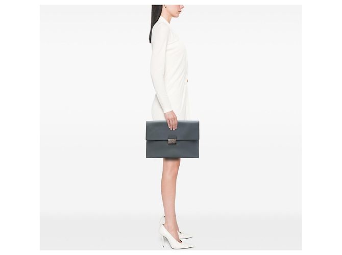 Borsa Clutch Porta Documenti Prada Saffiano Grigia Grigio - vista 6