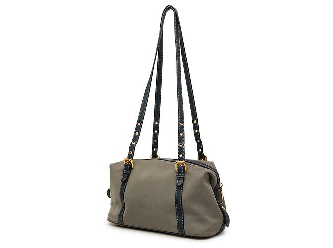 Brown Prada Canvas Canapa Logo Shoulder Bag - view 2