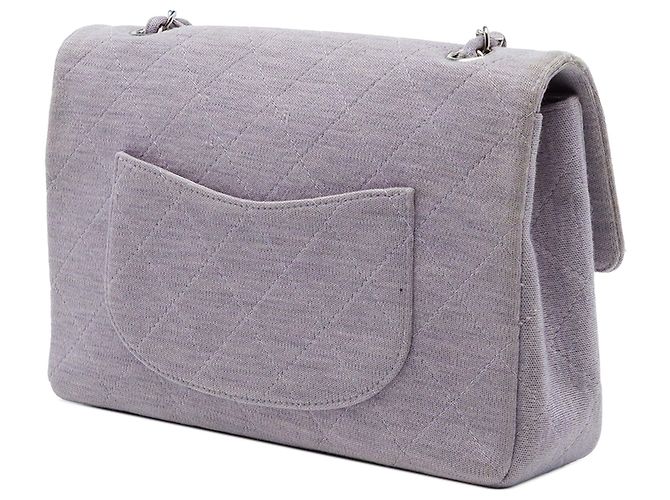 Borsa a tracolla Chanel Medium Classic Jersey Single Flap Viola Porpora - vista 2