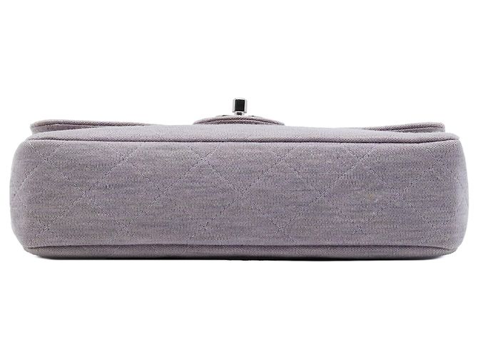Borsa a tracolla Chanel Medium Classic Jersey Single Flap Viola Porpora - vista 3