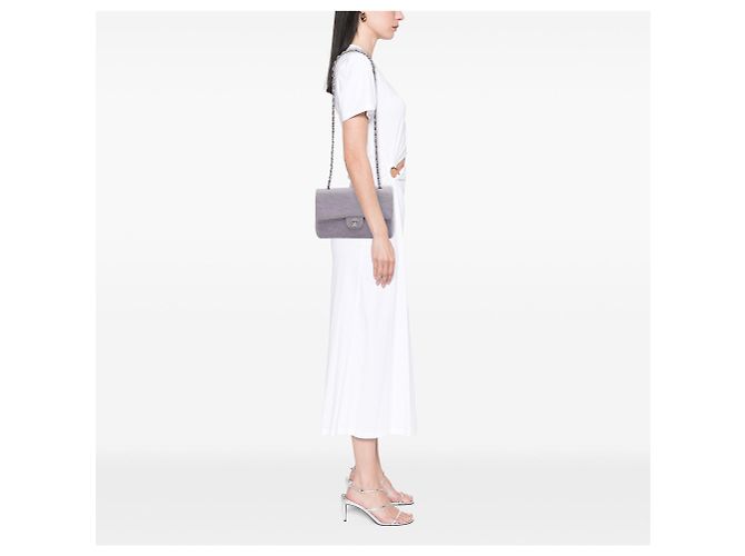 Borsa a tracolla Chanel Medium Classic Jersey Single Flap Viola Porpora - vista 6
