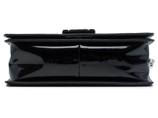 Borsa a tracolla Chanel Boy Flap in vernice matelassé nera, dimensione Old Medium Nero - vista 3