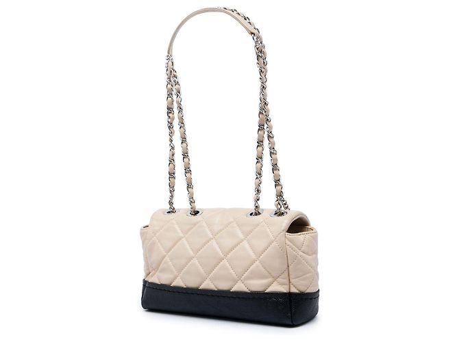 Borsa a tracolla Chanel CC Bicolor in pelle di vitello trapuntata e caviar Single Flap nera Nero - vista 2