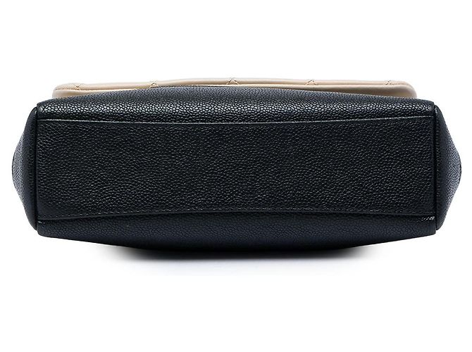 Borsa a tracolla Chanel CC Bicolor in pelle di vitello trapuntata e caviar Single Flap nera Nero - vista 3