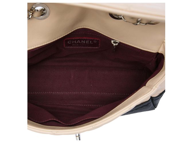 Borsa a tracolla Chanel CC Bicolor in pelle di vitello trapuntata e caviar Single Flap nera Nero - vista 4