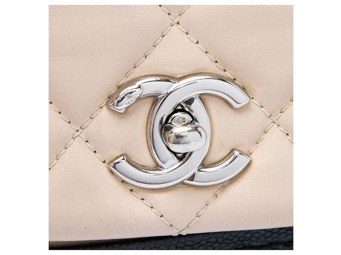 Borsa a tracolla Chanel CC Bicolor in pelle di vitello trapuntata e caviar Single Flap nera Nero - vista 5