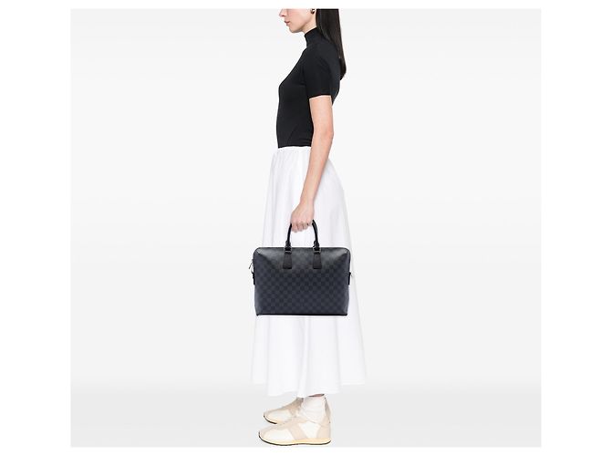 Borsa Business Louis Vuitton Damier Graphite Porte Documents Jour Nera Nero - vista 6