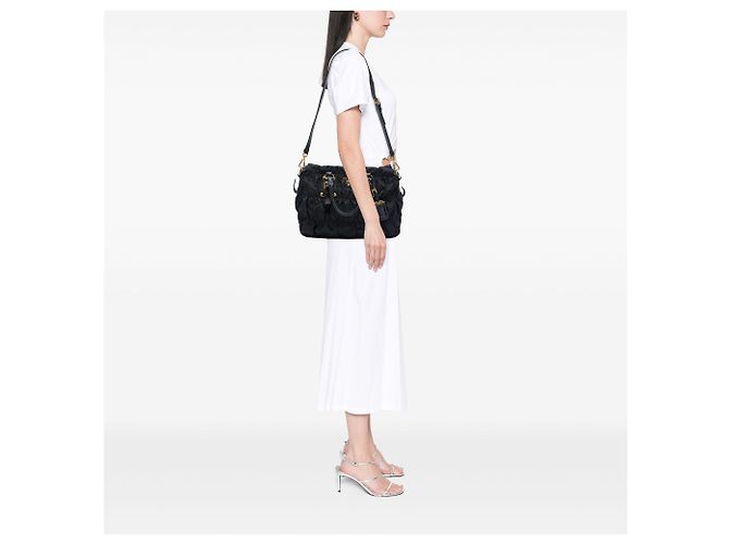 Borsa Satchel Prada Tessuto Gaufre nera Nero - vista 6